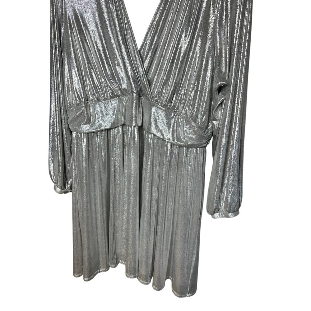Torrid Mini Liquid Knit Surplice Dress Metallic Silver Party Torrid 3 3XL 22-24 - Picture 7 of 11